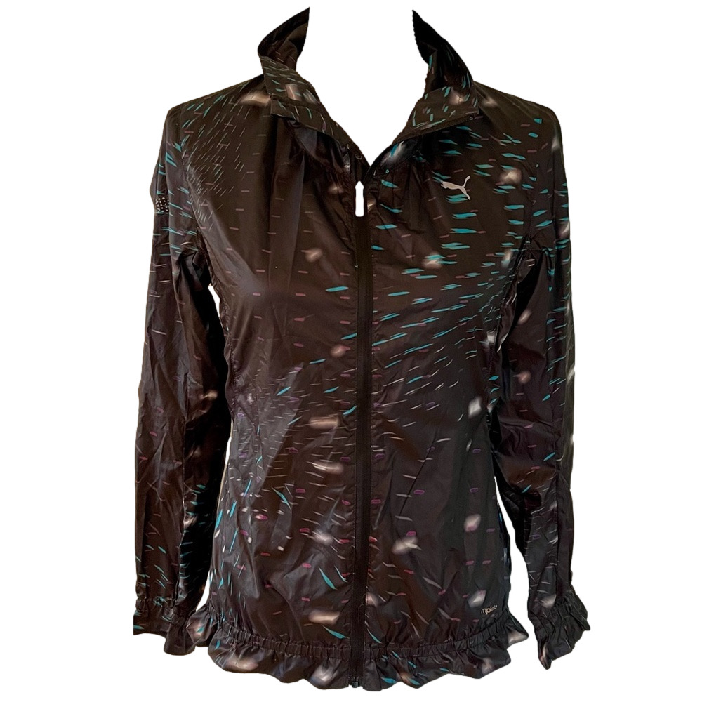 PUMA windbreaker Black with multicolored design small reflectors on arms size S